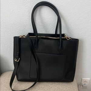 A New Day Black Leather Work Bag